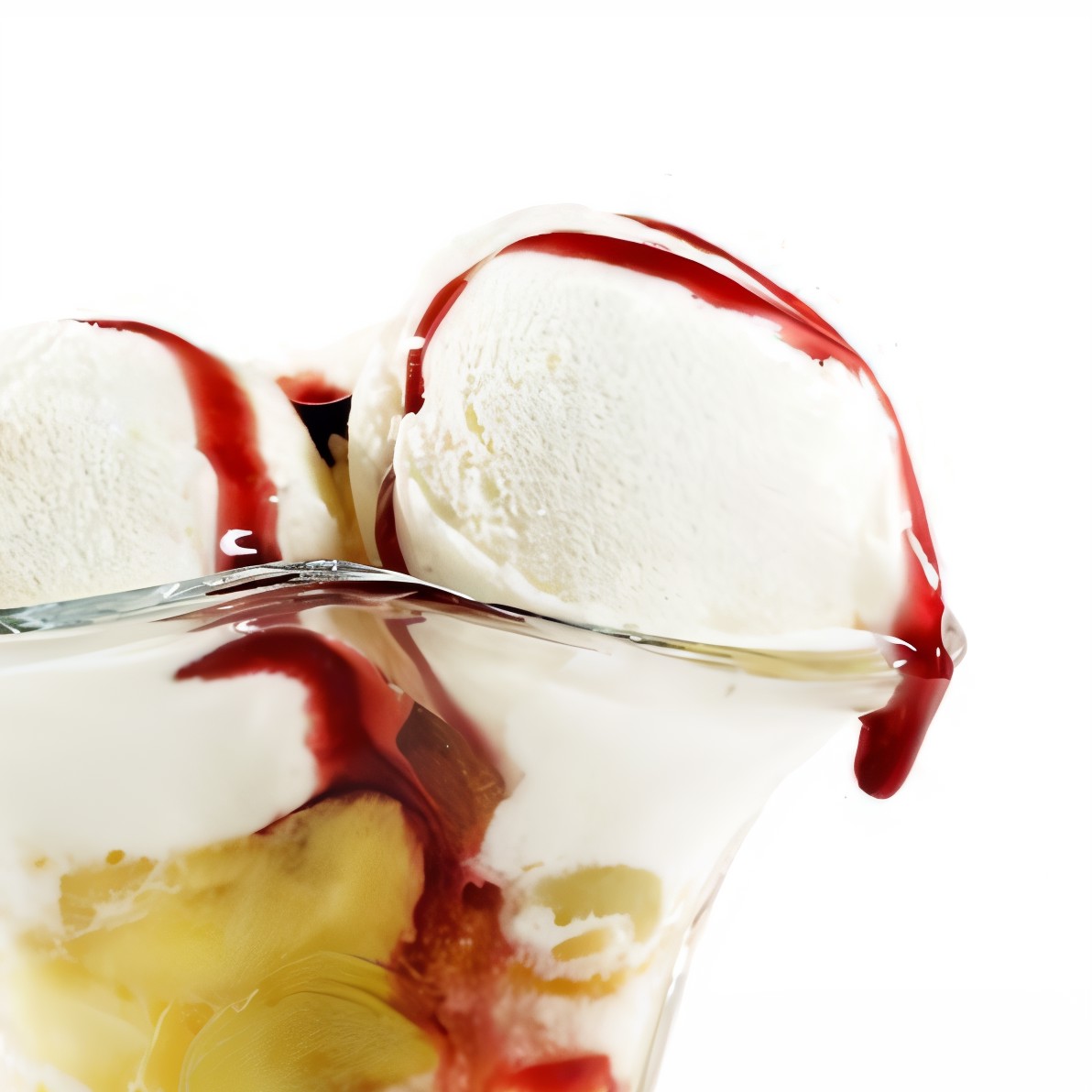 Санди с манго и малиновым соусом