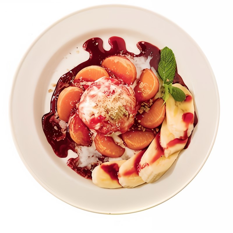 Санди с винным соусом и мандаринами