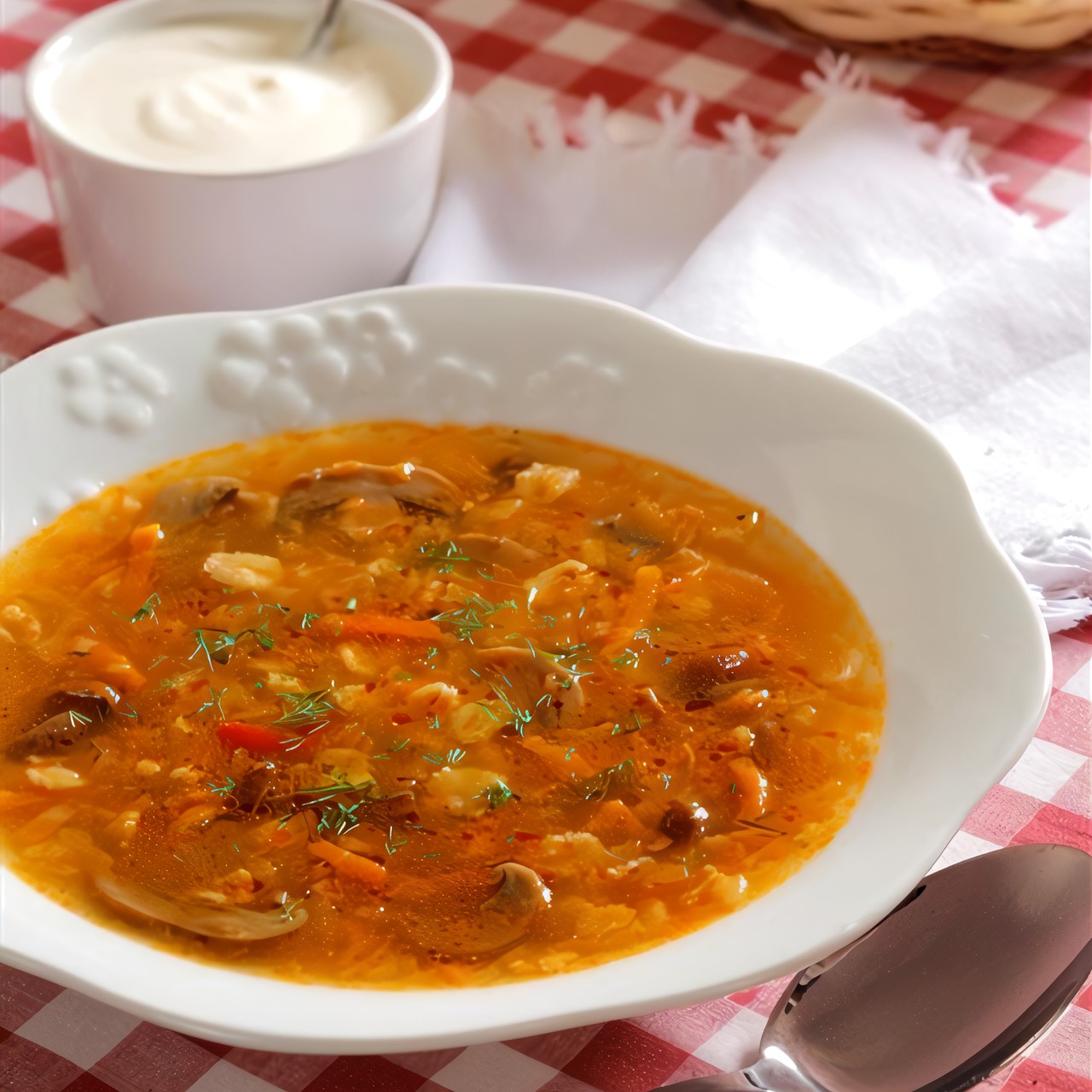 Щи из квашеной капусты на грибном бульоне