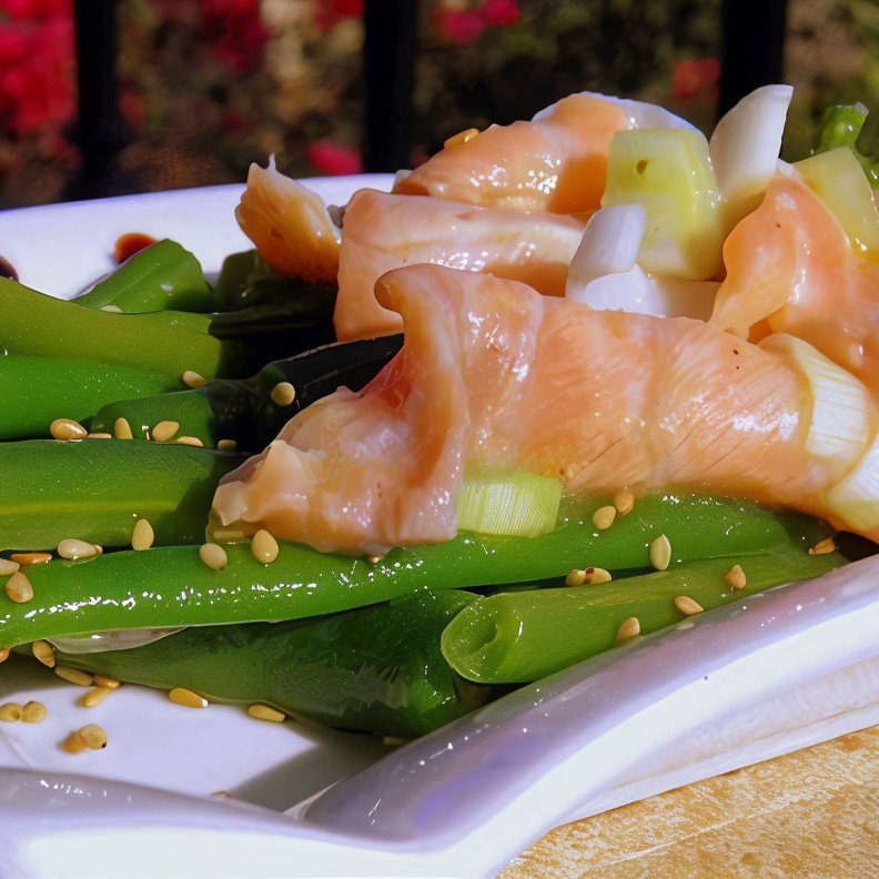 Севиче из семги и зеленой фасоли