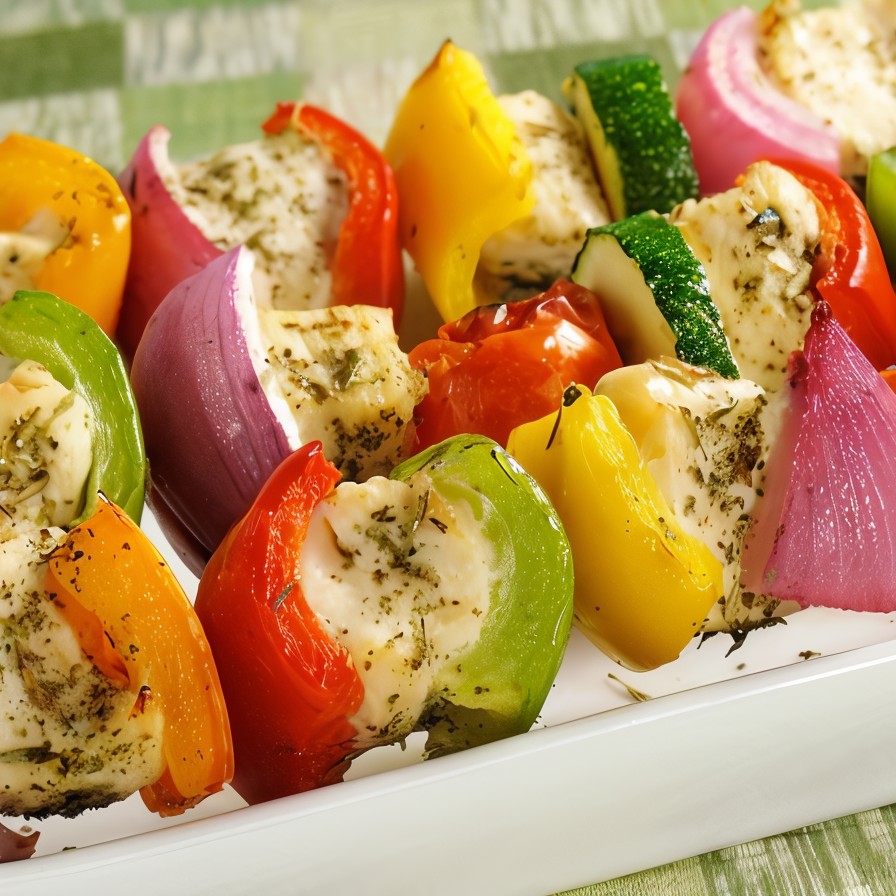 Шашлык из маринованной курицы и цукини