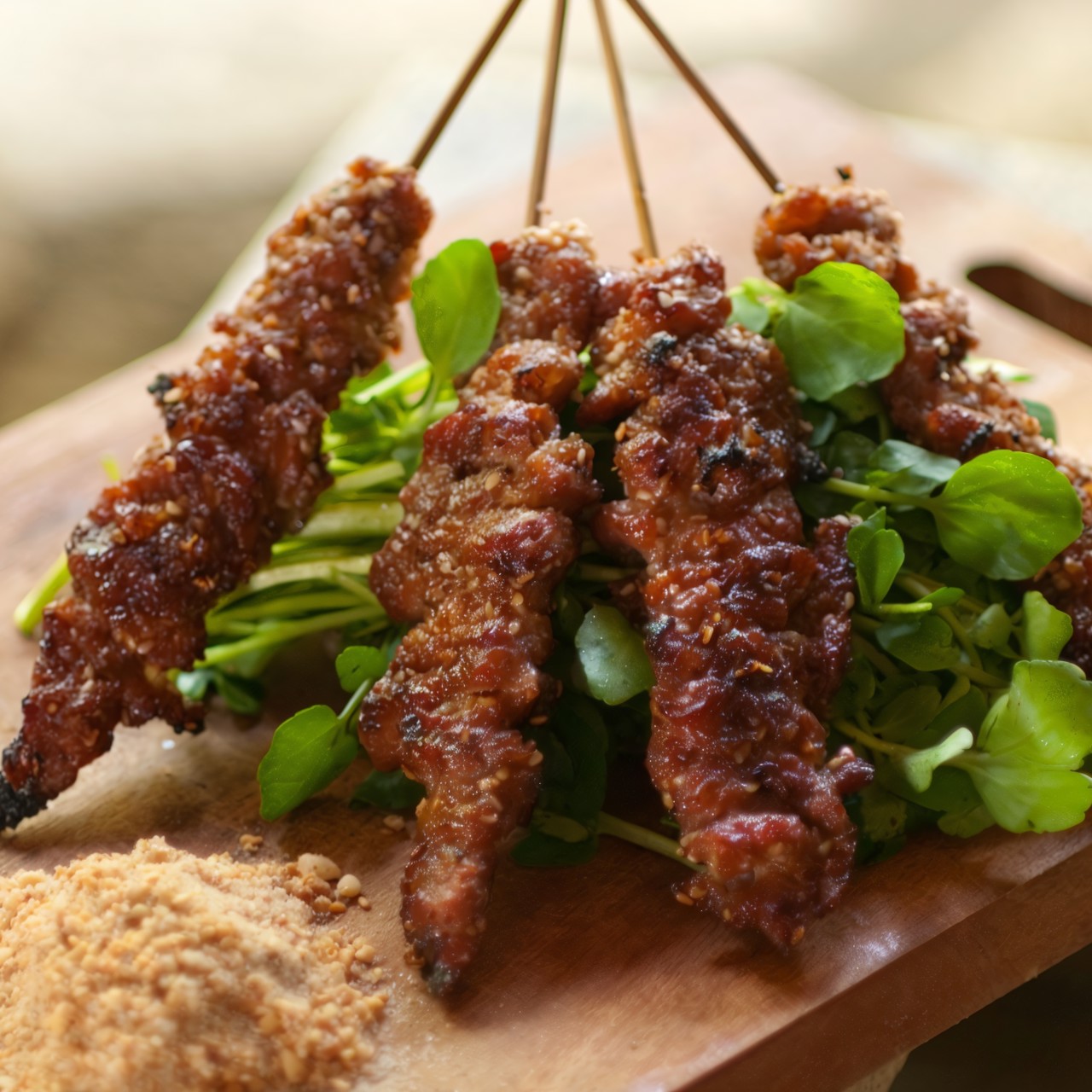 Шашлык из говядины в устричном соусе