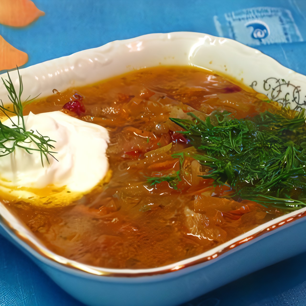 Щи с квашеной капустой и мятой картошкой