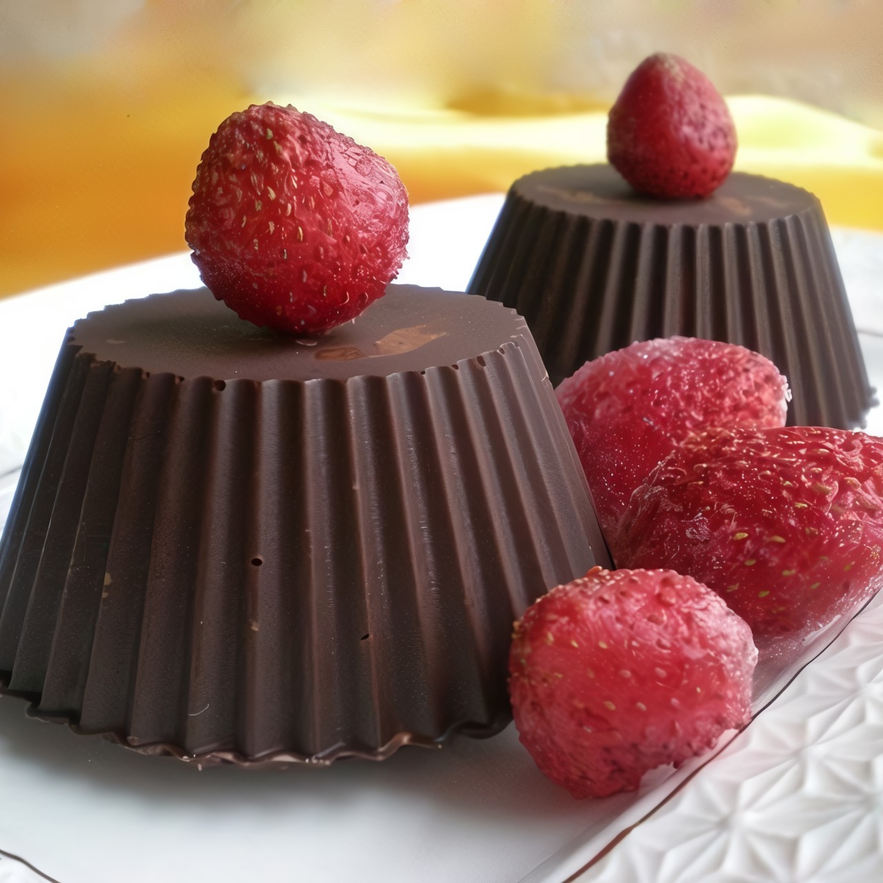 Шоколадные корзинки с клубникой и сливками