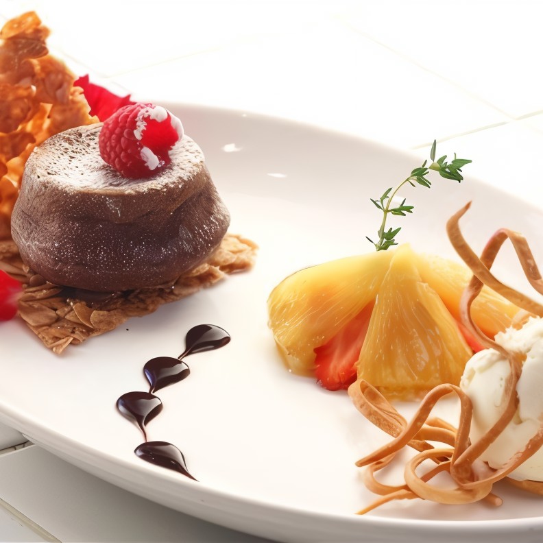 Шоколадный фондан с малиной