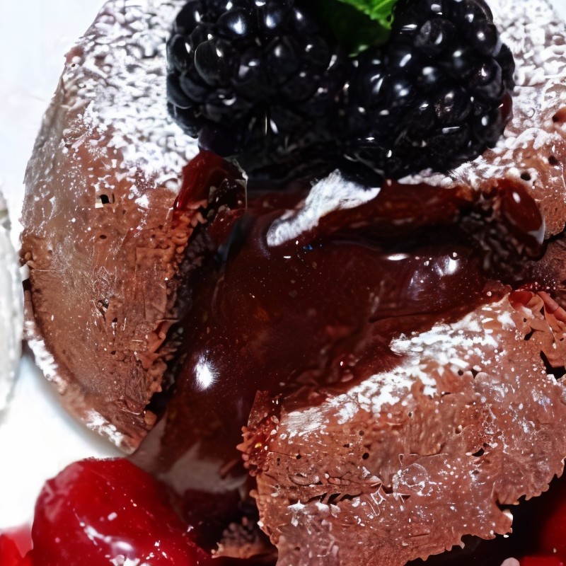 Шоколадный фондан с вишней