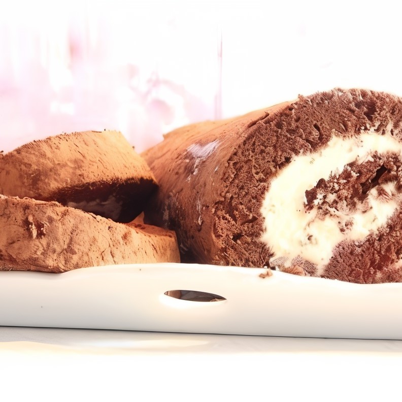 Шоколадный рулет с ванильным кремом