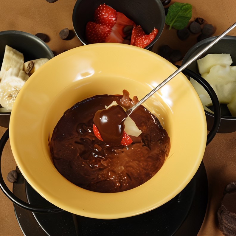 Шоколадное фондю с фруктовыми шашлыками