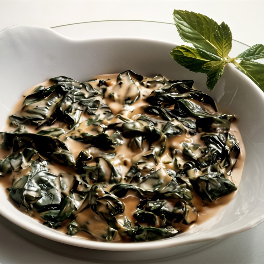 Шпинат с чесноком и сливками