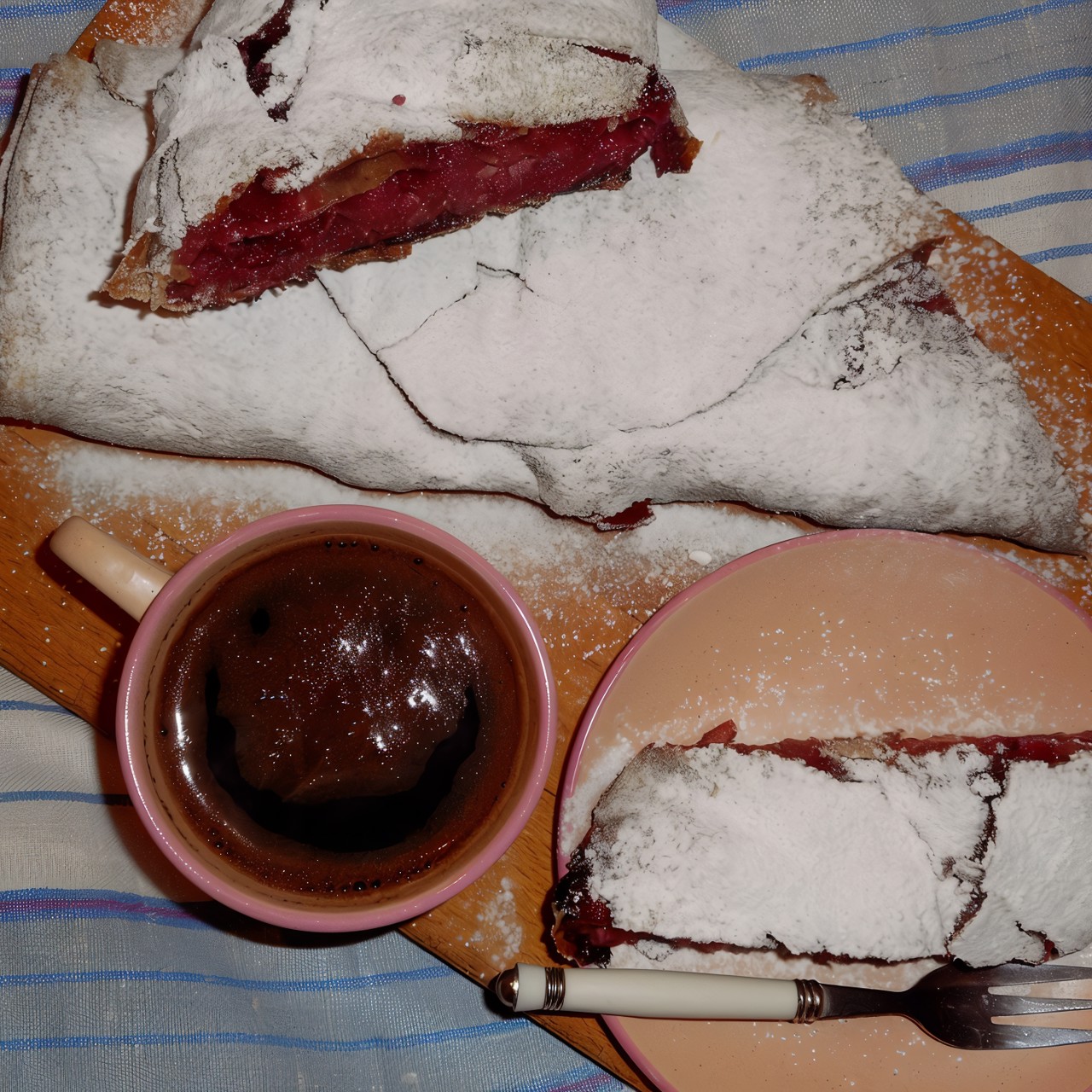 Штрудель из цельнозерновой муки с вишнево-яблочной начинкой