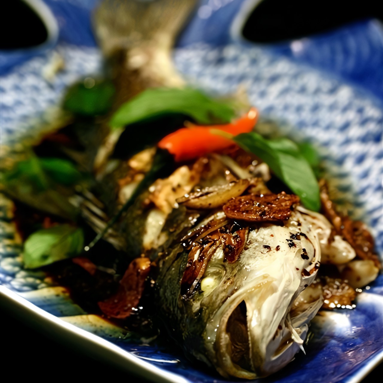 Сибас с луком-пореем