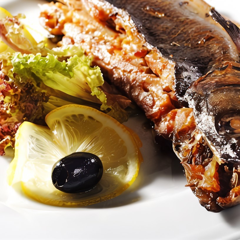 Сибас с маслинами