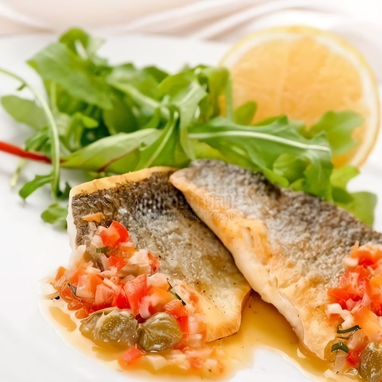 Сибас с соусом