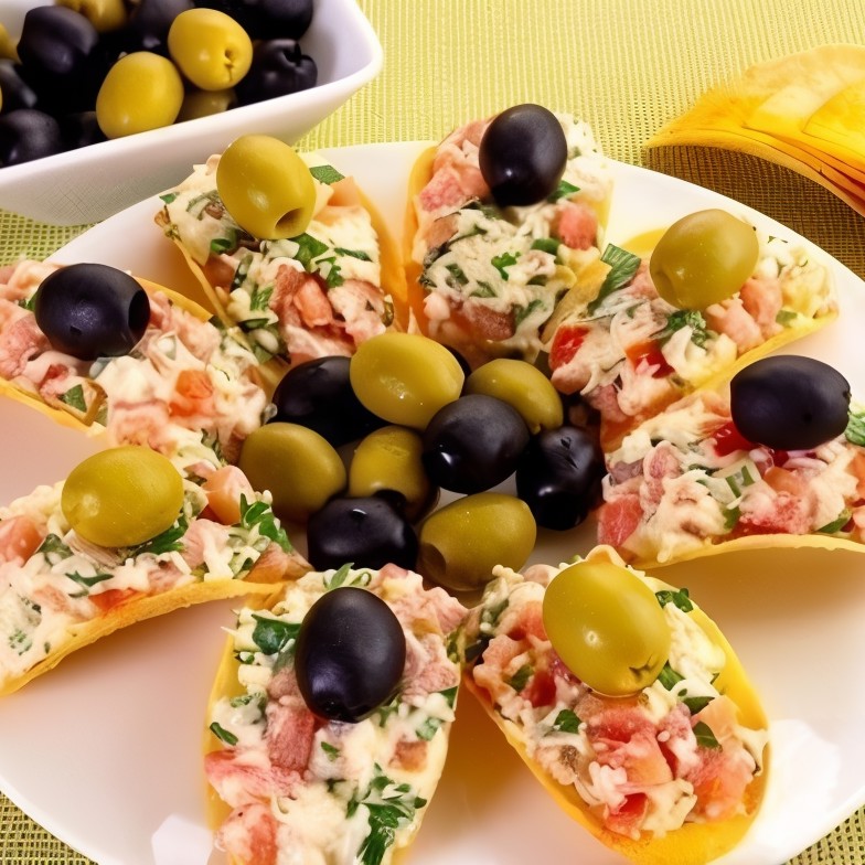 Сырная закуска с помидорами и чесноком на чипсах