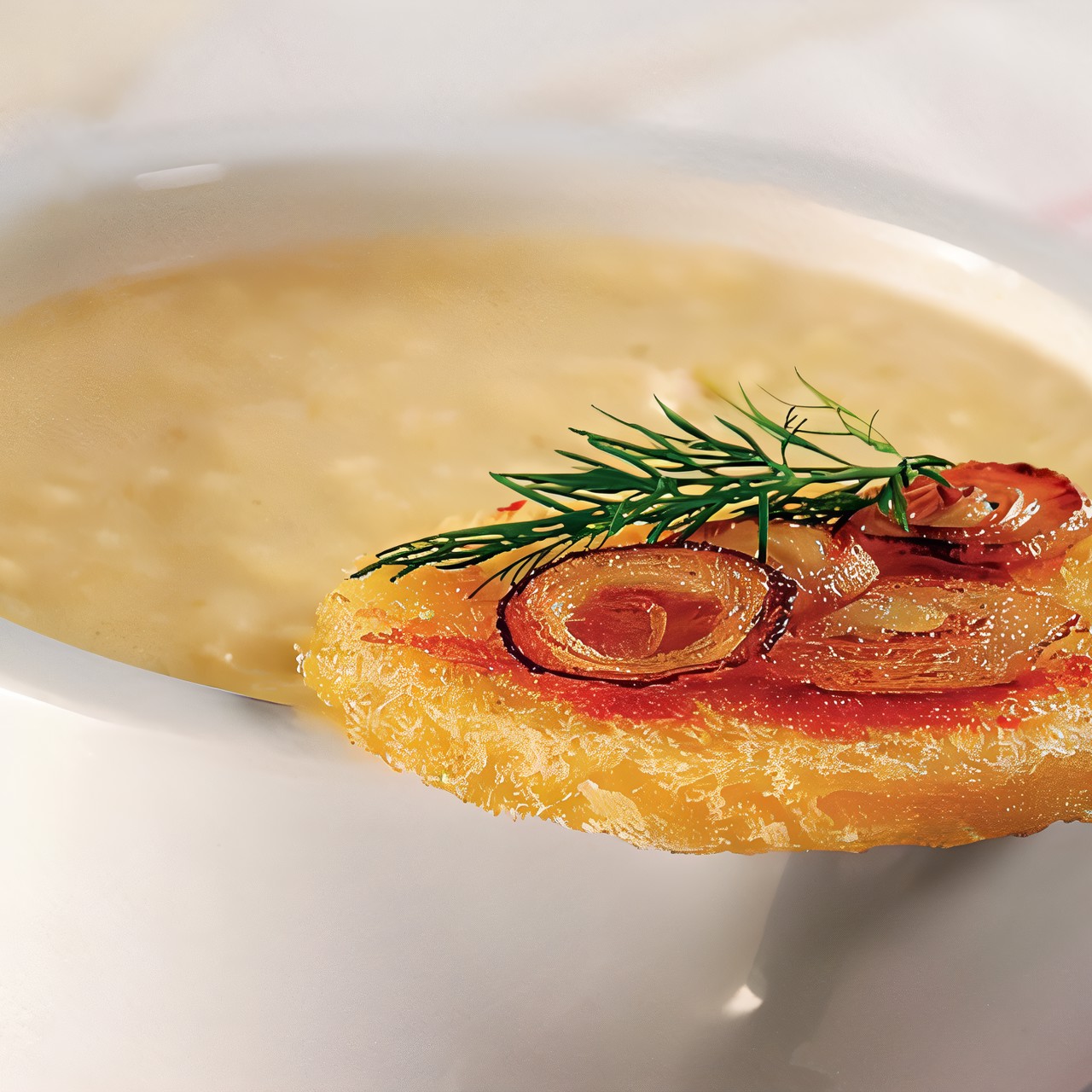 Сырный крем-суп с гренками