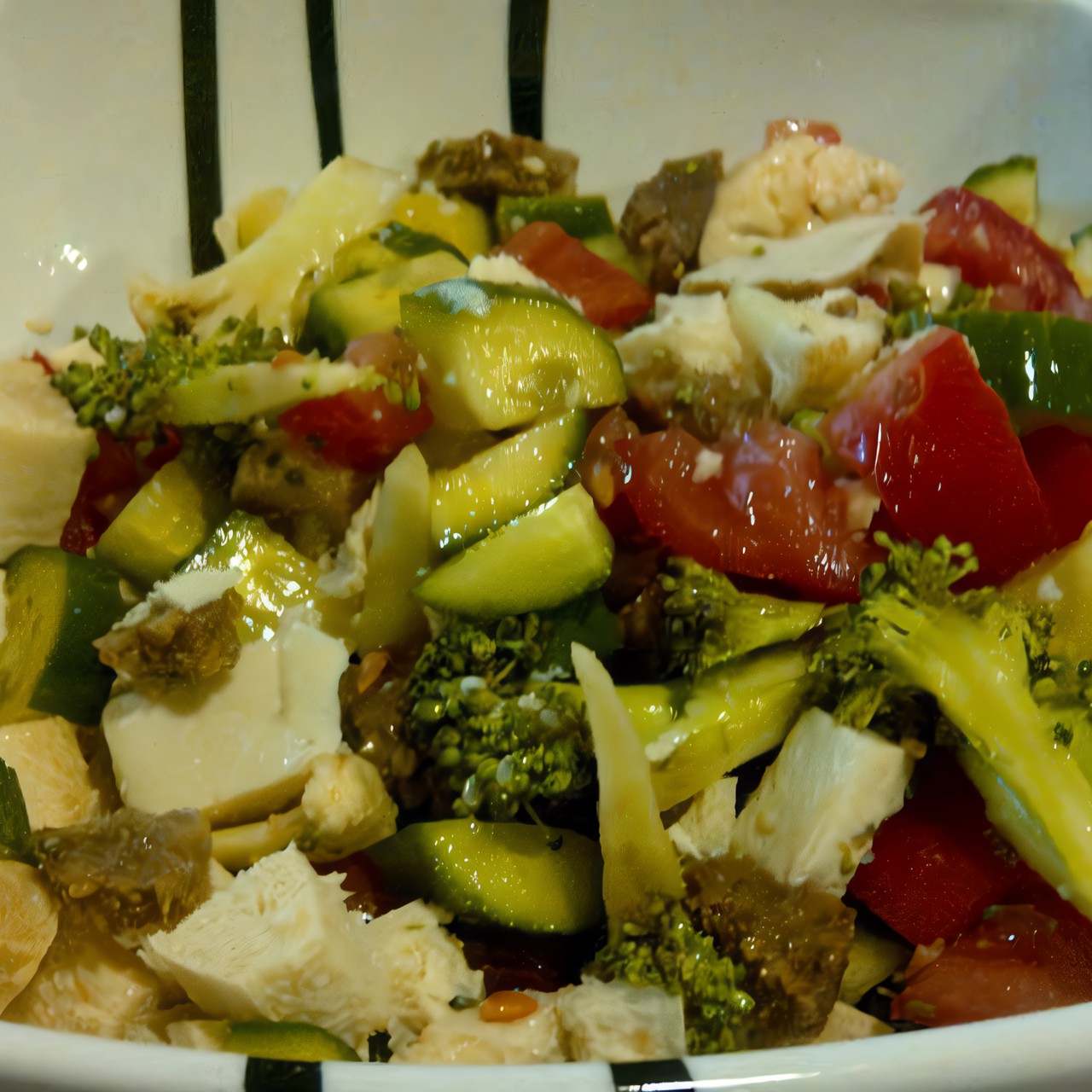 Сыроедческий витаминный салат с сыром тофу и соевым соусом