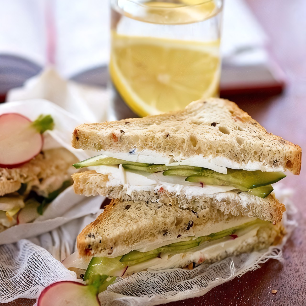 Сэндвич с курицей и редисом