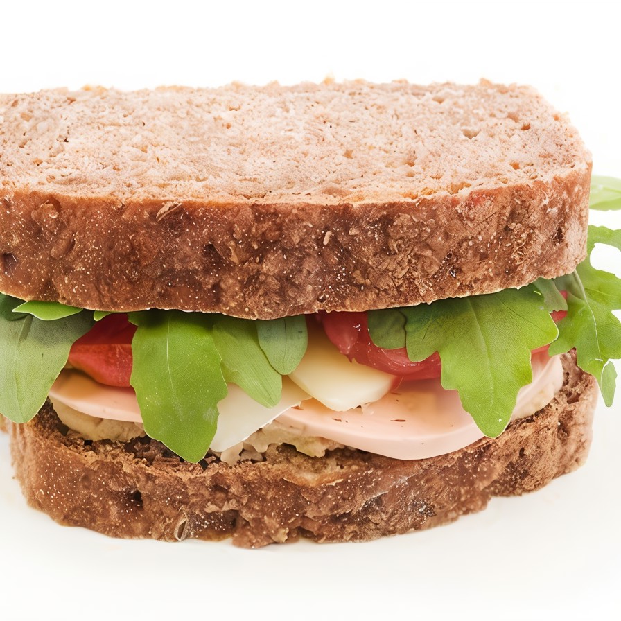 Сэндвичи со свежим мясным хлебом, рукколой, майонезным соусом и цельнозерновым хлебом