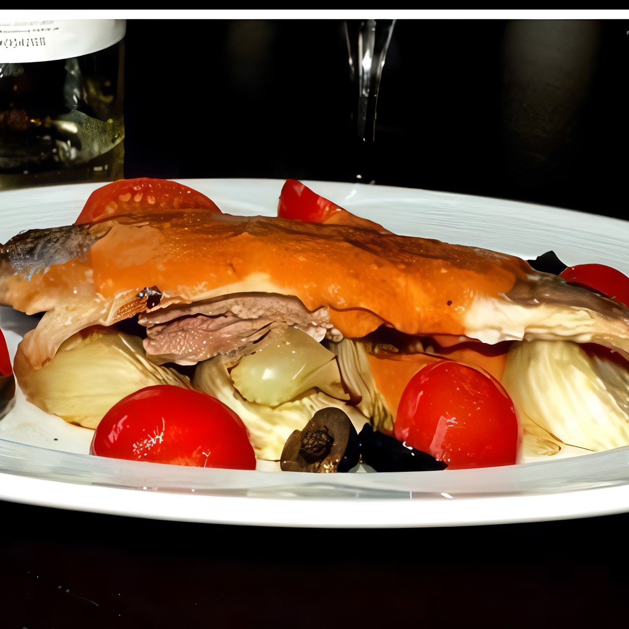 Скумбрия с апельсиновым соусом ромеско