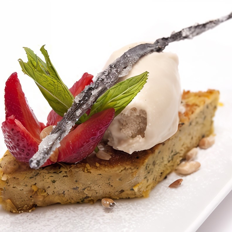 Сладкий пудинг из мацы и творога с орехами пекан и изюмом