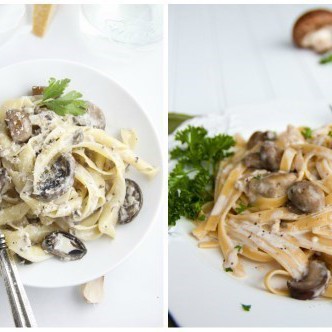 Сливочная паста с консервированными шампиньонами