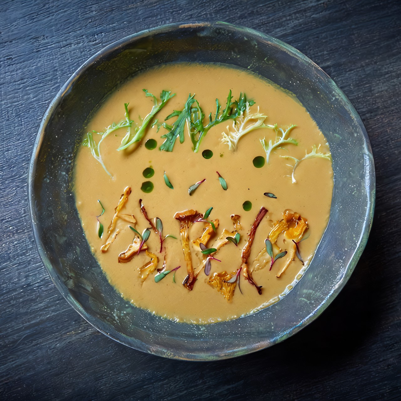 Сливочный крем-суп из лисичек с зеленью