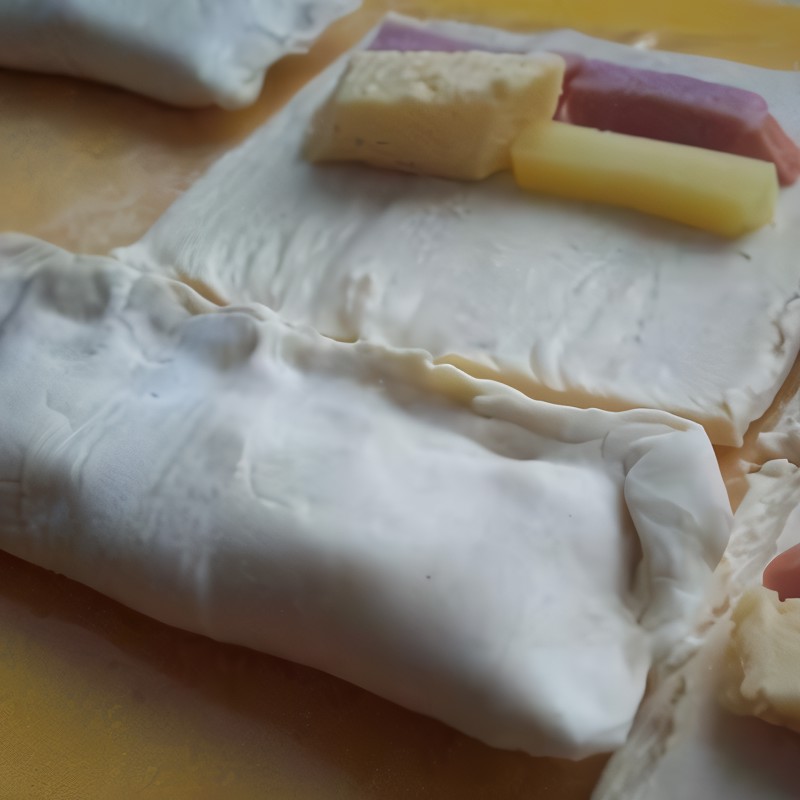 Слоеные булочки с сыром и мясом