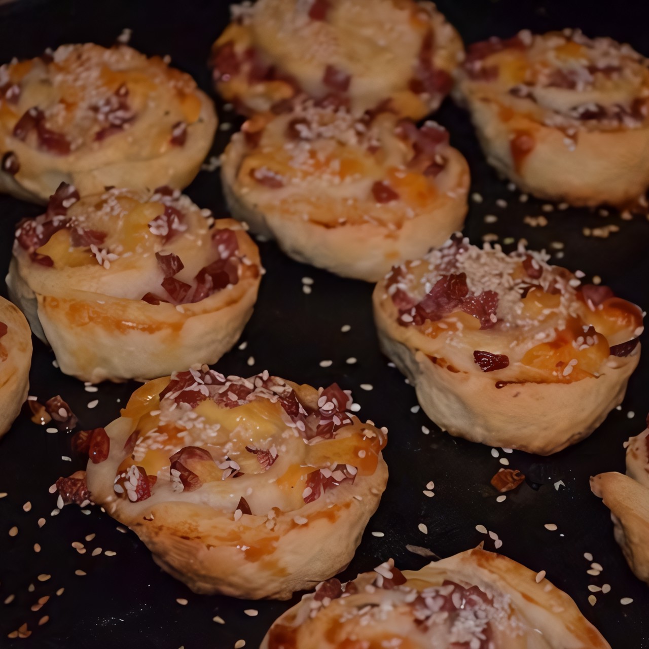 Слойки с сыром и колбасой в духовке