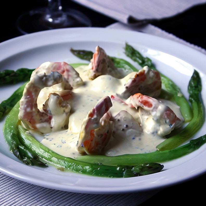 Сметанный соус с хреном и розмарином для креветок