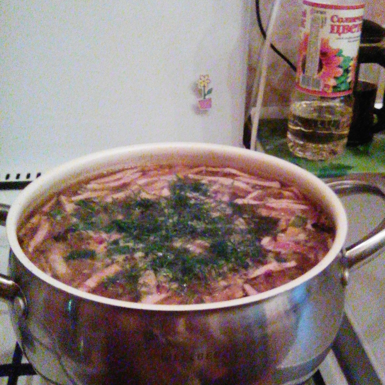 Солянка на курином бульоне