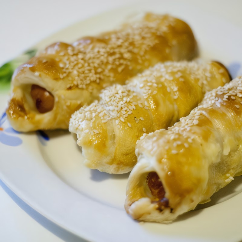 Сосиски в слоеном тесте с кунжутом