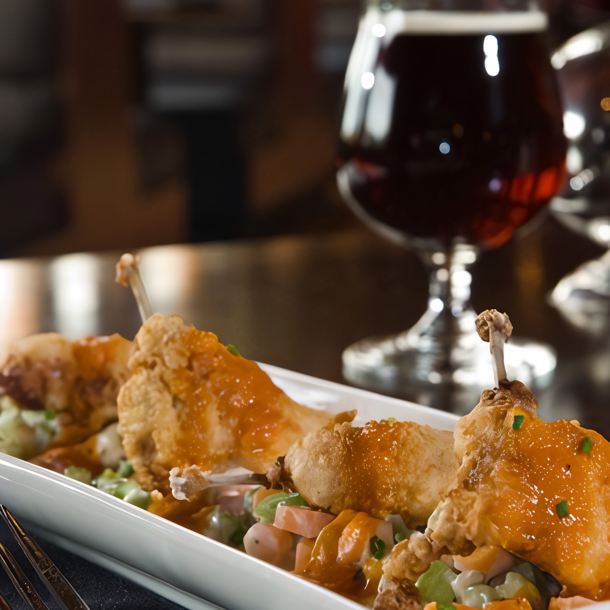 Соте из перепелок с белым вином и овощами