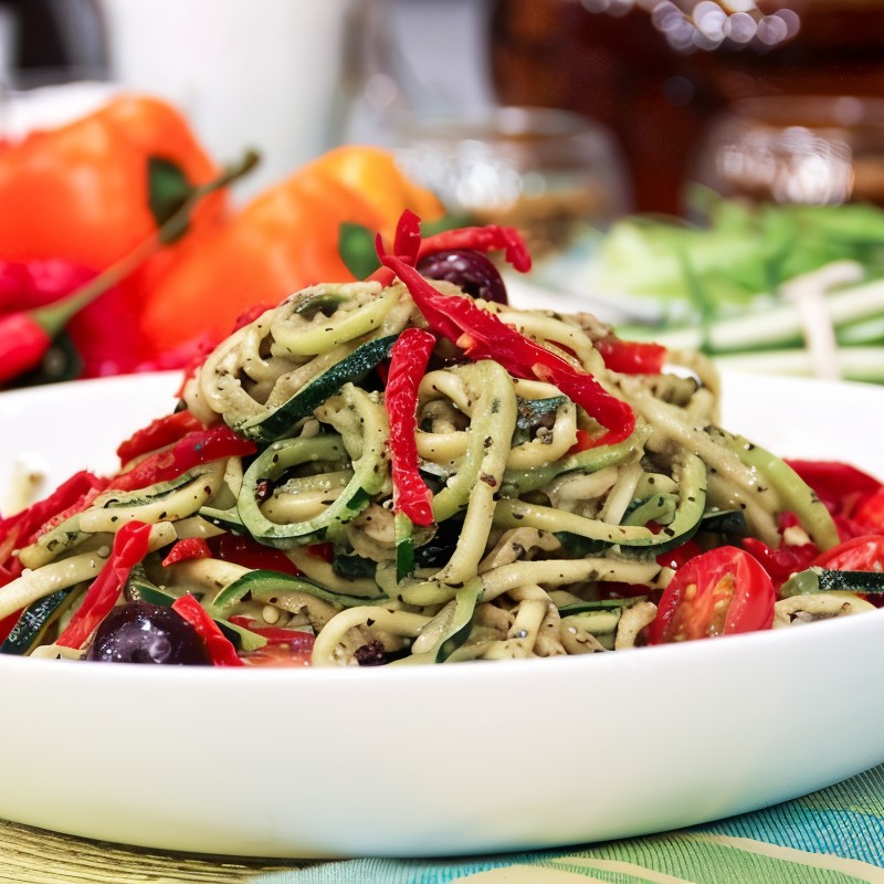 Спагетти из цукини с соусом песто