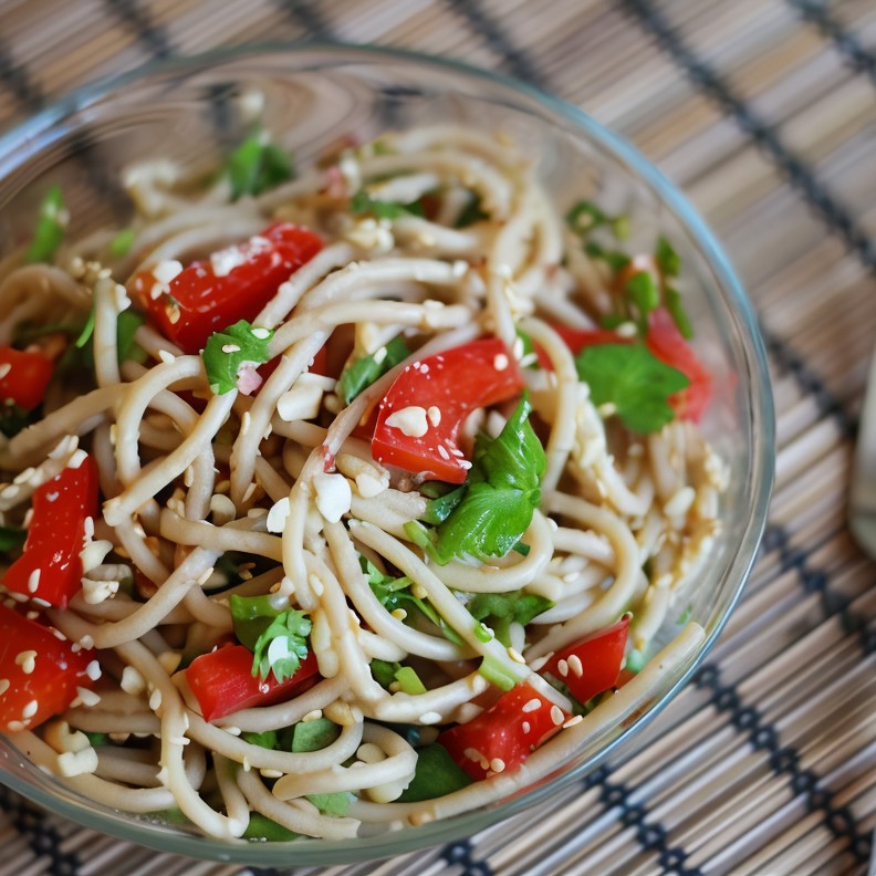 Спагетти с арахисом и перцем