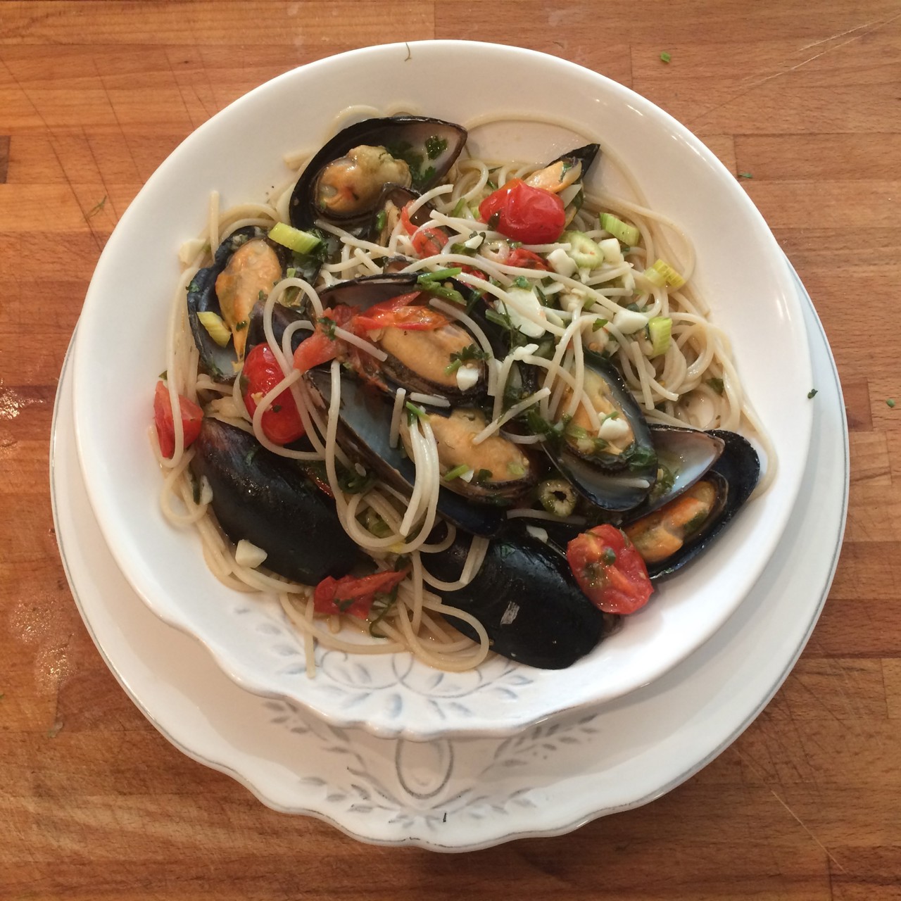 Спагетти с мидиями и фенхелем