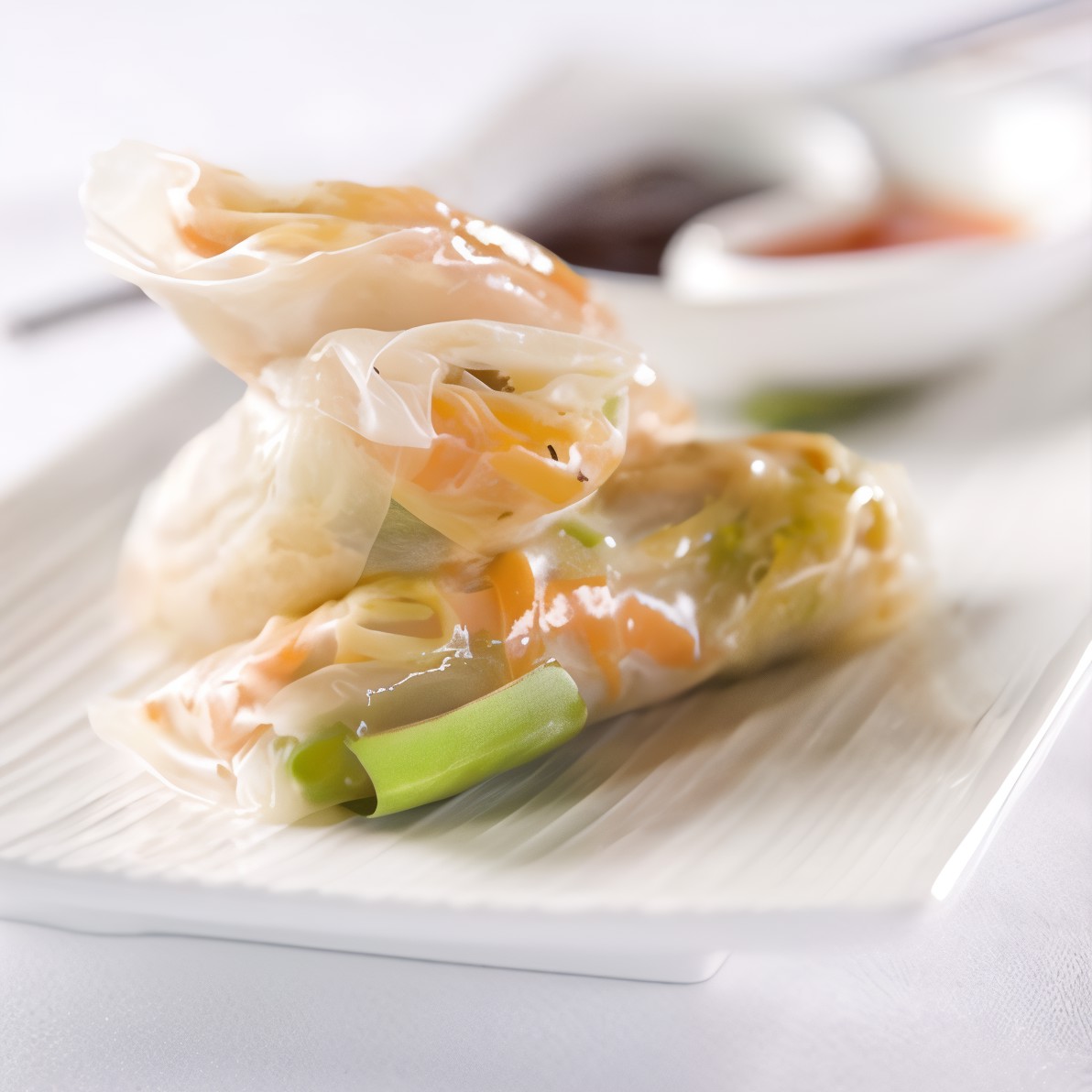 Спринг-роллы со спаржей, копченым лососем и авокадо