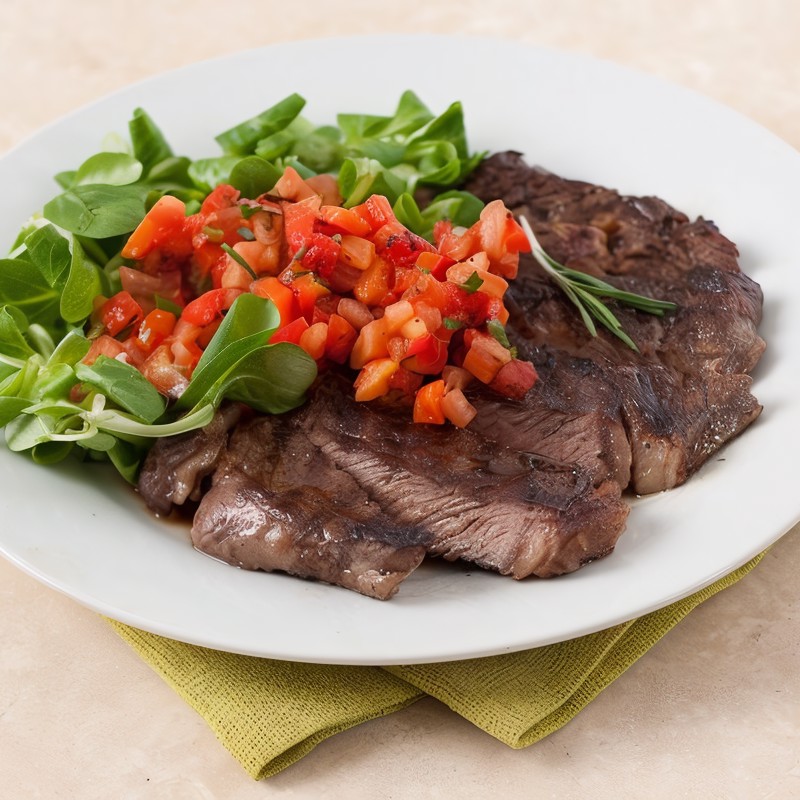 Стейк из австралийской мраморной говядины с чили сальсой