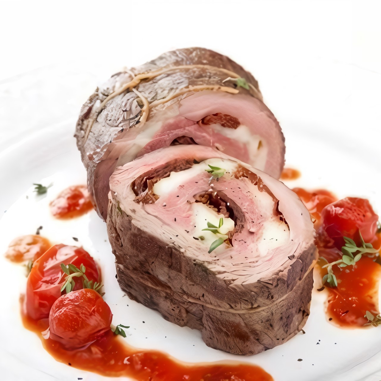 Стейки с боккончини и вялеными томатами