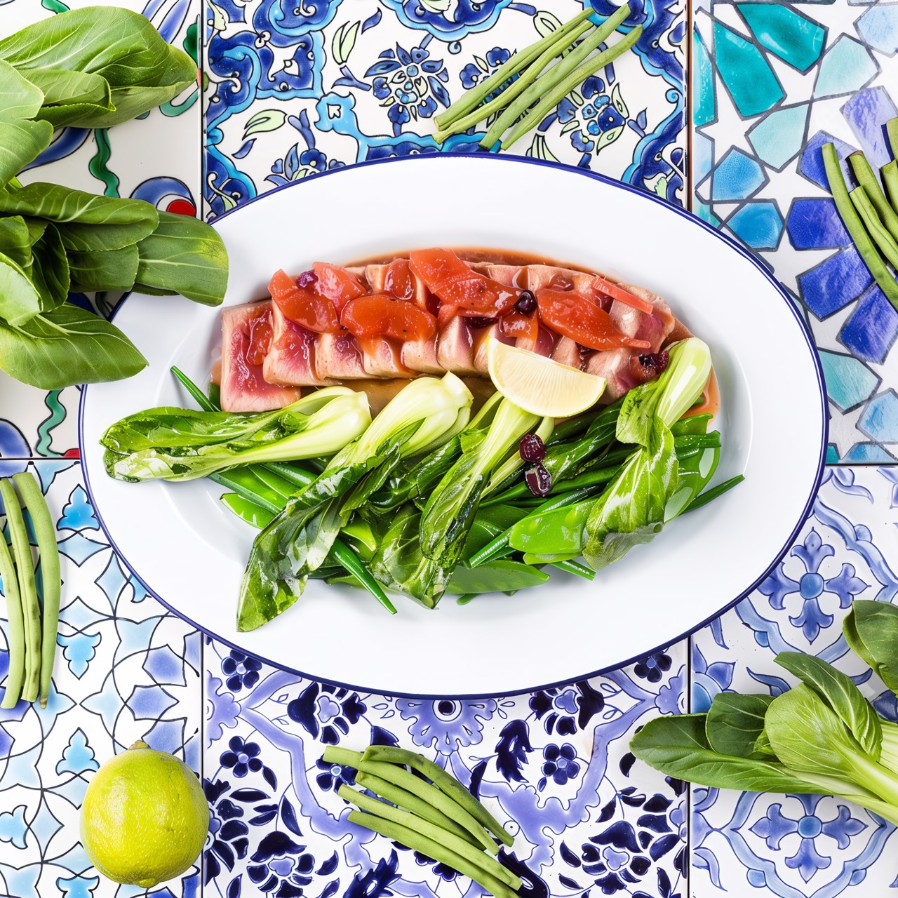 Стейк из тунца с капустой пак-чой