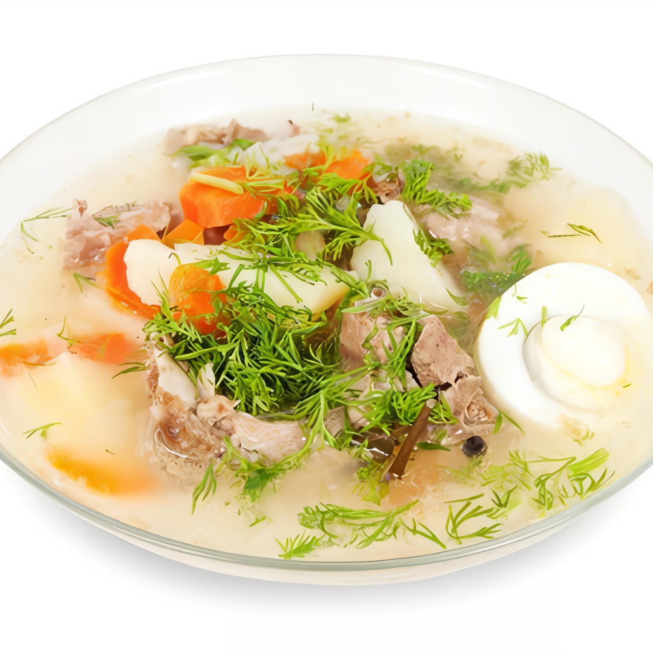 Суп «Чихиртма» из баранины с кинзой и яичным соусом