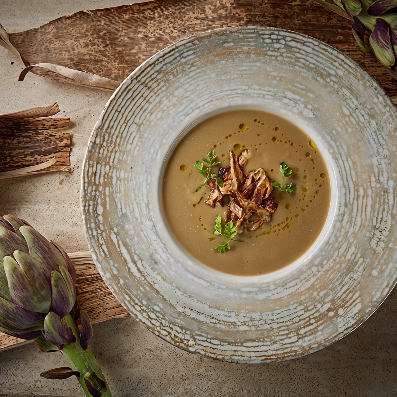 Суп из артишоков и баклажанов