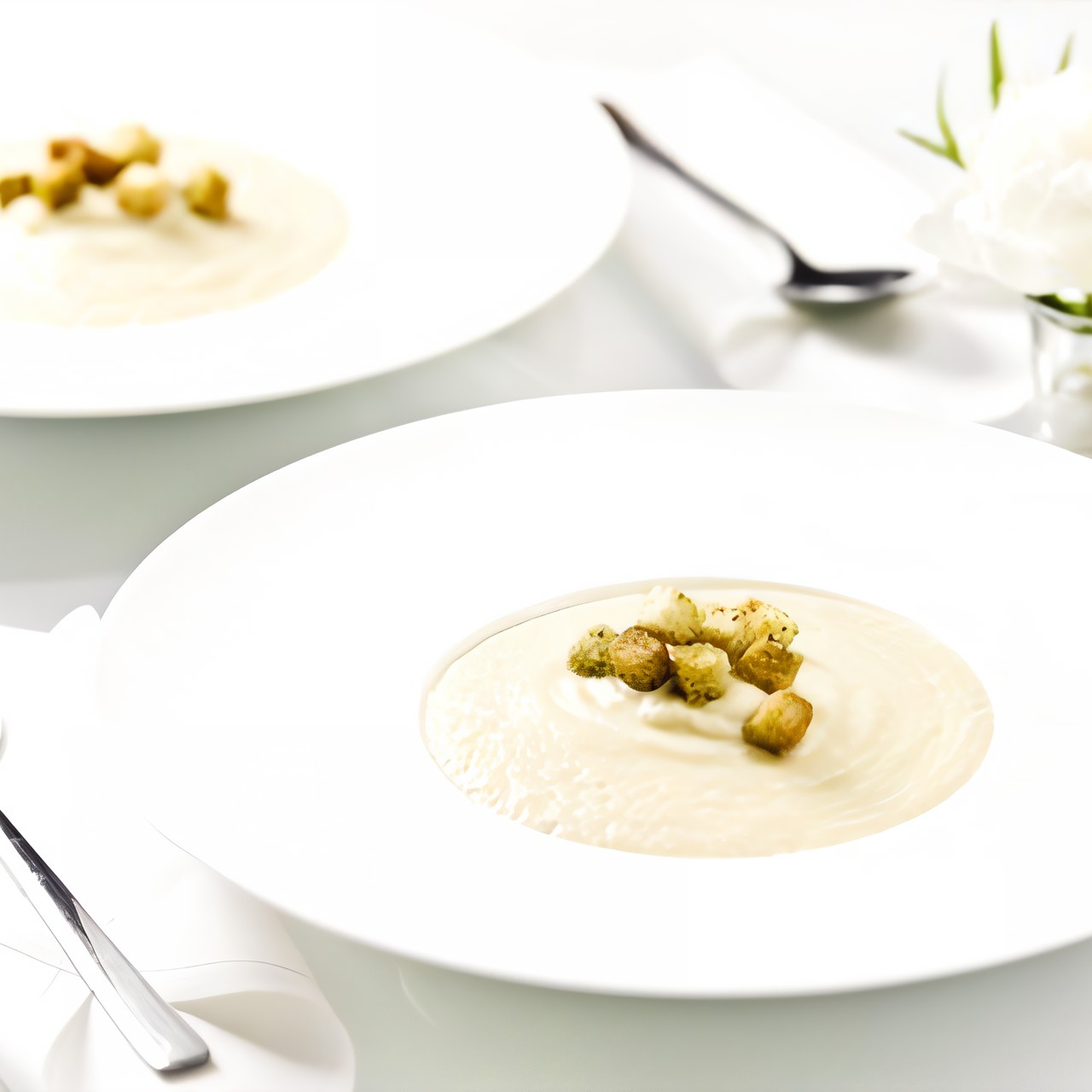 Суп из цветной капусты с сухариками