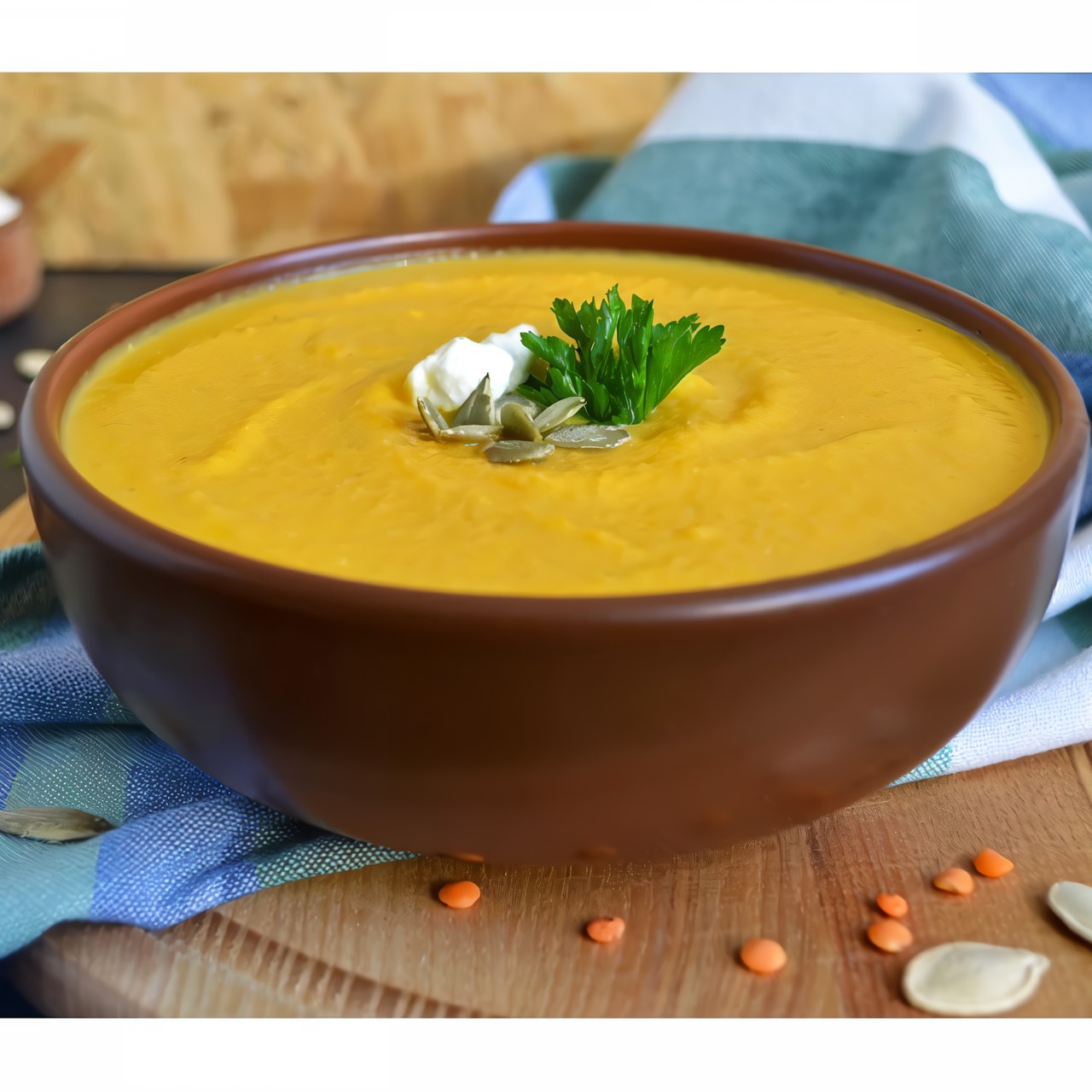 Суп из тыквы с ореховой пастой