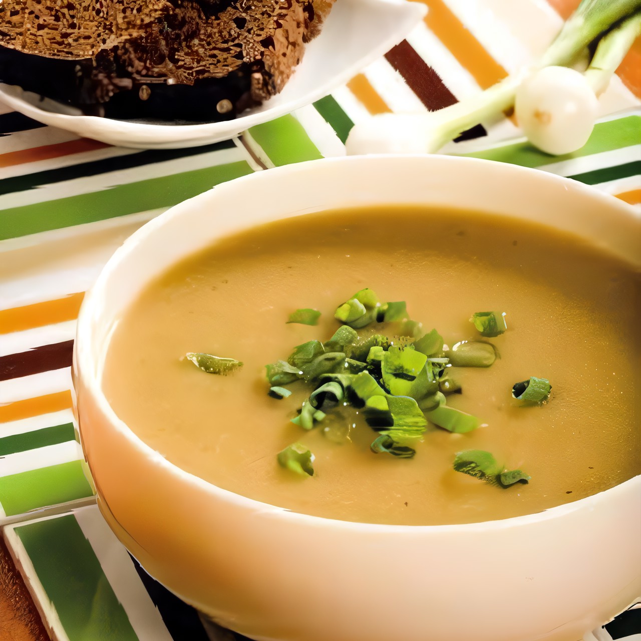 Суп-пюре из картофеля с грибами и зеленым луком