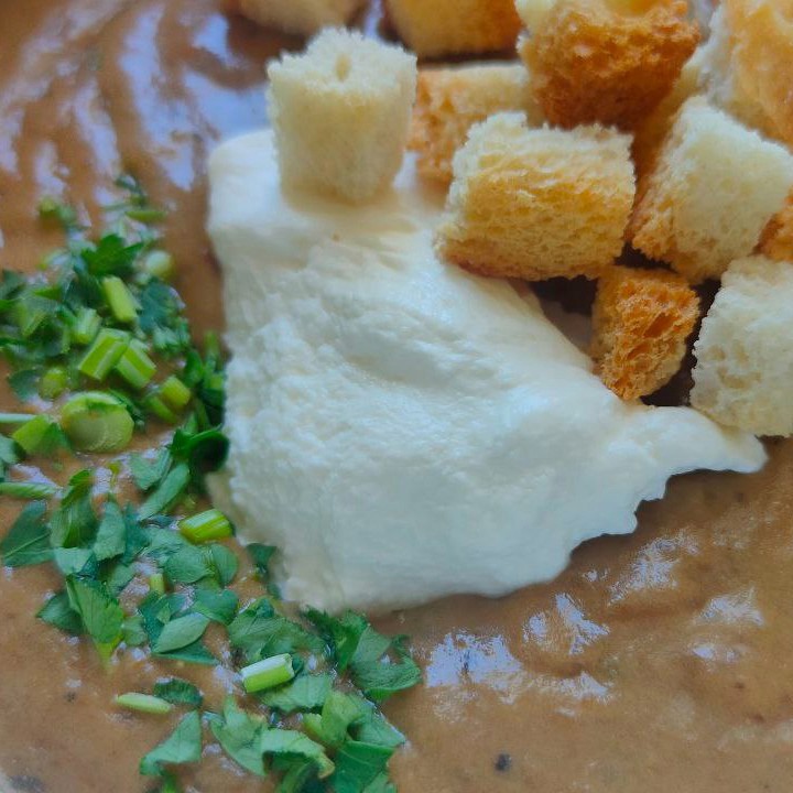 Суп-пюре из сушеных лесных грибов