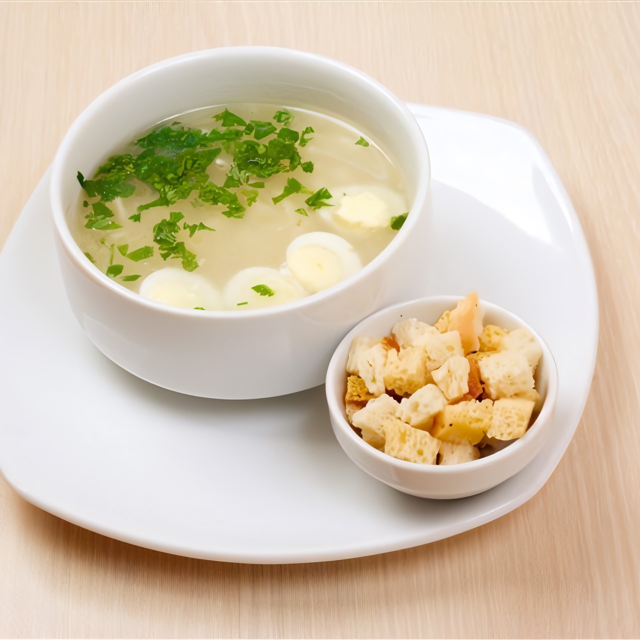 Суп с рисом, яйцом и петрушкой