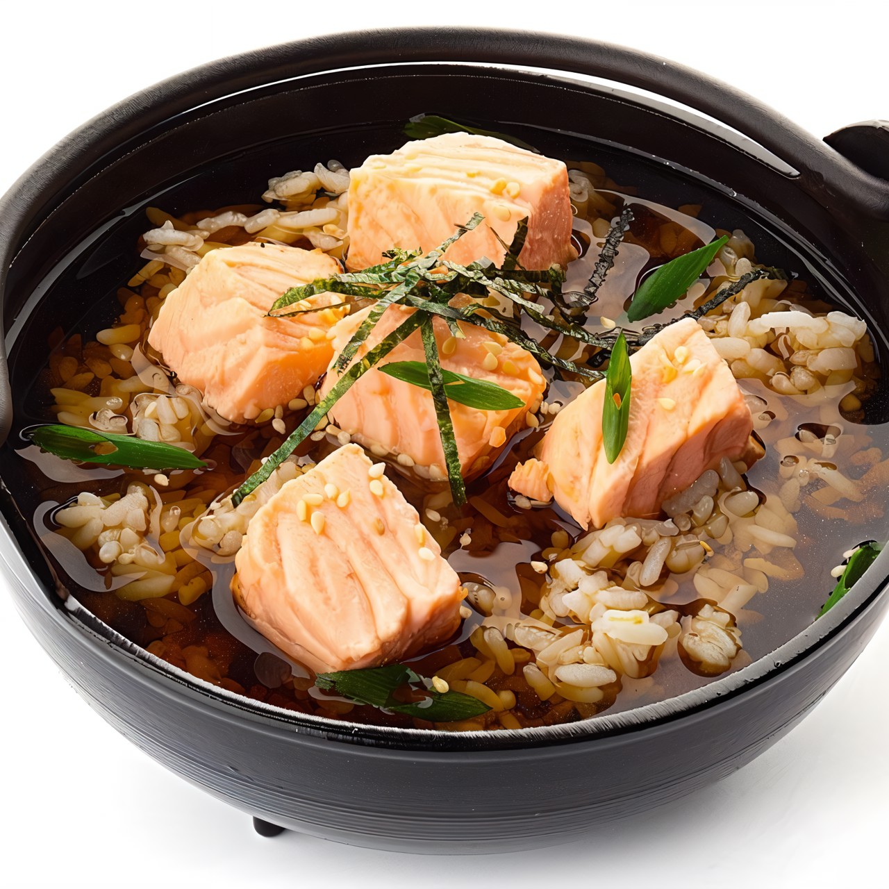 Суп сяке тядзукэ с лососем и рисом