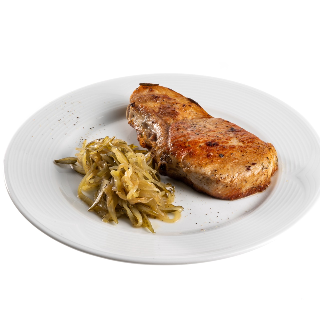 Свиная корейка с томлеными огурцами