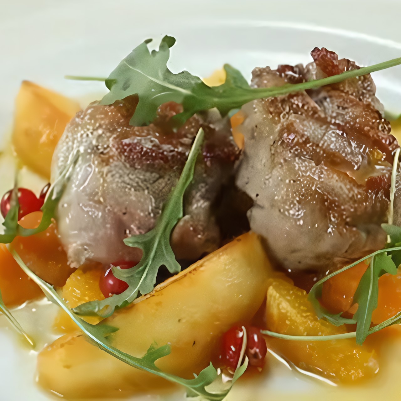 Свиные медальоны с сыром и зеленью