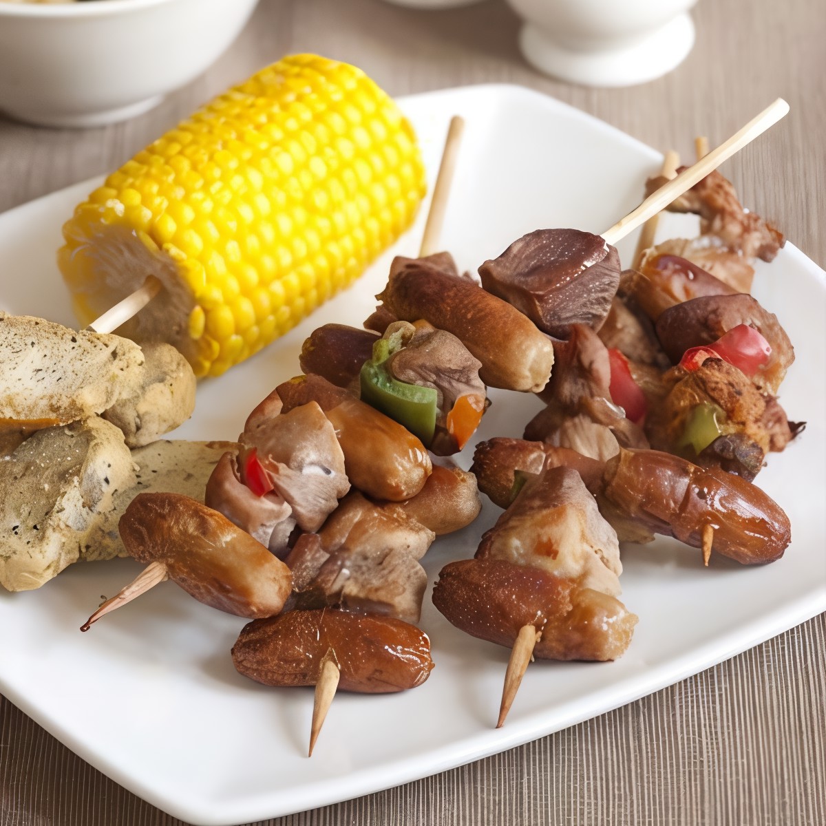 Свиные шашлыки с чоризо и луком